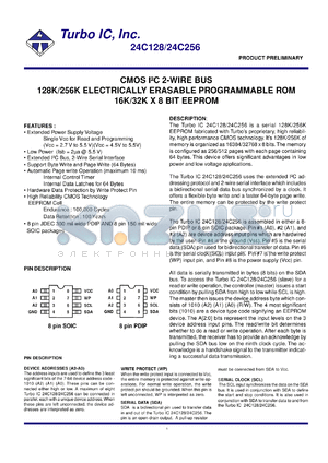 TU24C128PC-2.7 datasheet - CMOS I2C 2-wire bus 128 K electrically erasable programmable ROM 16K/32K x 8bit EEPROM