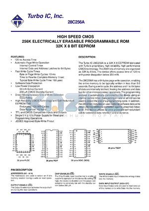 28C256APC-1 datasheet - High speed 120 ns CMOS 256 K electrically erasable programmable ROM 32K x 8 BIT EEPROM