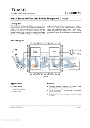 U3800BM-FN datasheet - Multi standard feature phone integrated circuit