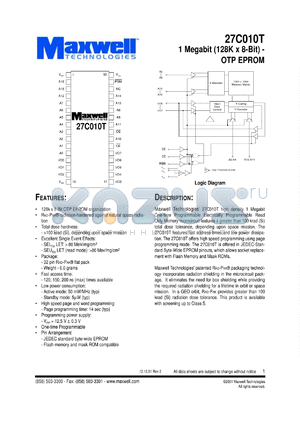 27C010TRT4S20 datasheet - 1 megabit (128K x 8-bit) - OPT EPROM