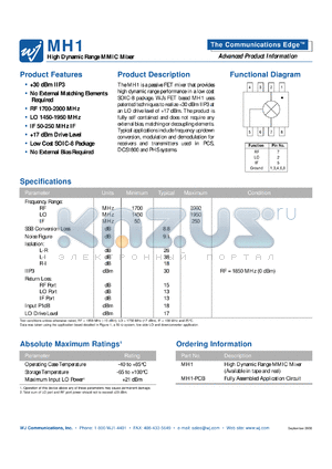 MH1-PCB datasheet - High dynamic range MMIC mixer