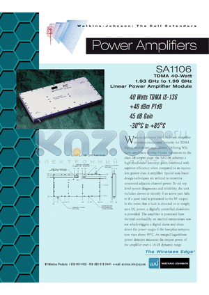 SA1106 datasheet - TDMA 40 Watt , 1.93 GHz to 1.99 GHz linear power amplifier module