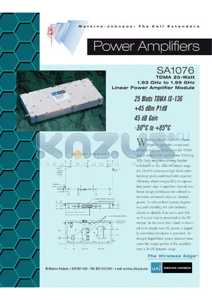 SA1076 datasheet - TDMA 25 Watt , 1.93 GHz to 1.99 GHz linear power amplifier module