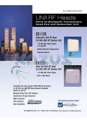 SX1126-2 datasheet - UNII, P2MP SU, Band A ; point-to-multipoint transceiver head end and subscriber unit