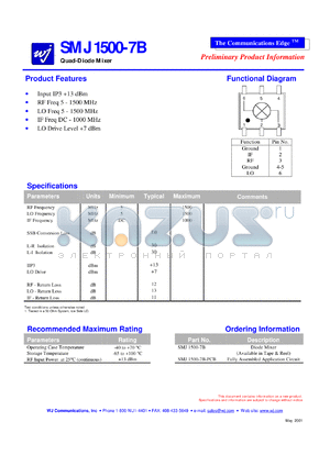 SMJ1500-7A datasheet - Quad-diode mixer