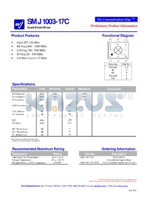 SMJ1003-17C datasheet - Quad-diode mixer