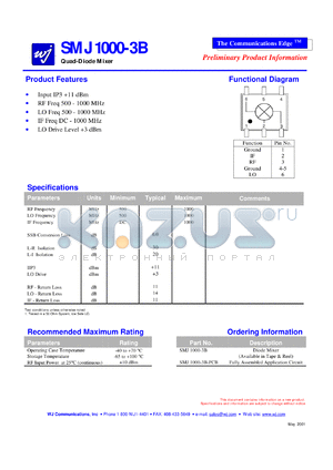 SMJ1000-3B datasheet - Quad-diode mixer