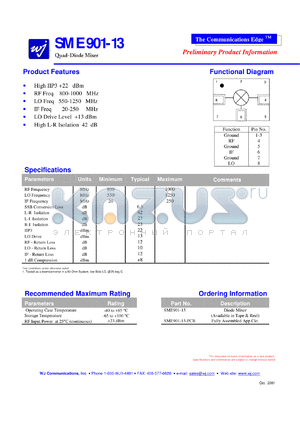 SME901-13 datasheet - Quad-diode mixer