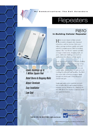 R810 datasheet - Output power: 100 mWatts; in-building cellular repeater