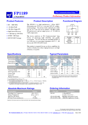 FP1189-PCB-1900 datasheet - 1/2 watt HFET