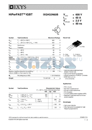 IXGN32N60B datasheet - 600V HiPerFAST IGBT