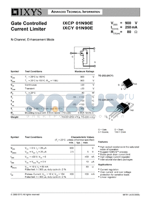 IXCP01N90E datasheet - 900V gate controlled current limiter