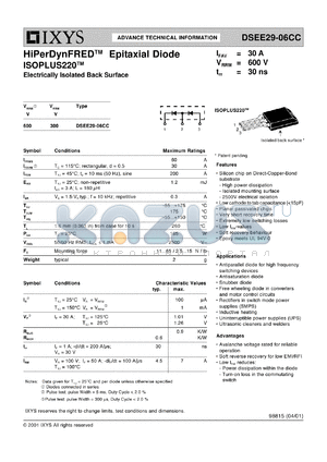 DSEE29-06CC datasheet - 500V HiPerDynFRED epitaxial diode