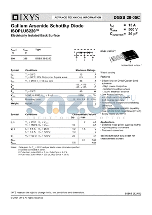 DGSS20-05C datasheet - 500V gallium arsenide schottky diode