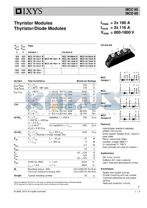 MCD95-14IO1B datasheet - 1400V thyristor modules thyristor/diode module