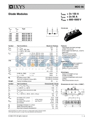 MDD56-12N1B datasheet - 1200V diode module