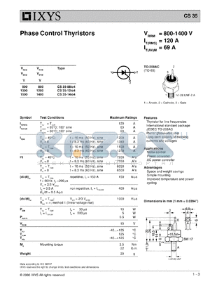 CS35-14IO2 datasheet - 1400V phase control thyristor