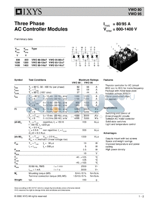 VWO80-08IO7 datasheet - 800V three phase AC controller module
