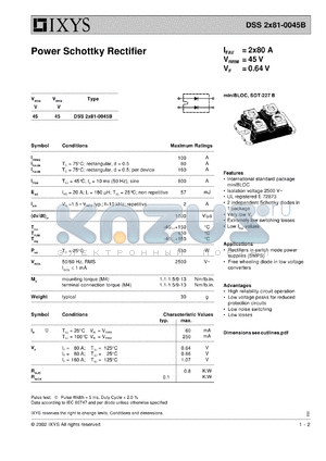 DS2X81-0045B datasheet - 45V power schottky rectifier