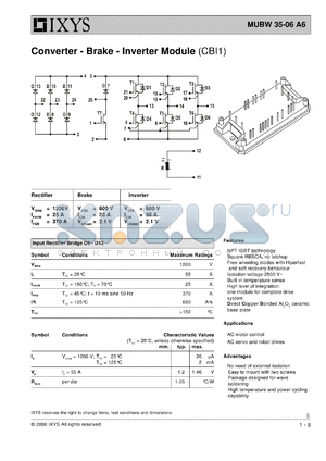 MUBW35-06A6 datasheet - 1200V converter - brake - inverter module