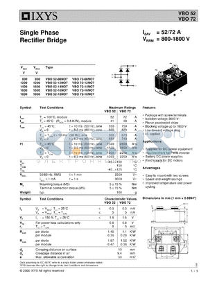 VBO72-12NO7 datasheet - 1200V single phase rectifier bridge