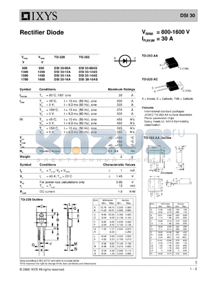 DSI30-16AS datasheet - 1600V rectifier diode