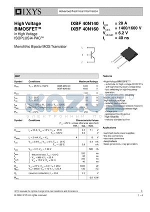 IXBT40N140 datasheet - 1400V high voltage BIMOSFET