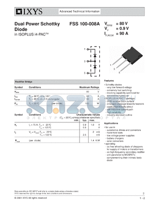 FSS100-008A datasheet - 80V dual power schottky diode