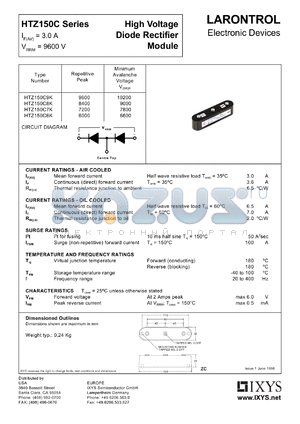 HTZ150C8K datasheet - 8400V high voltage diode rectifier module