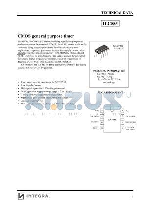 IZC555N datasheet - CMOS general purpose timer