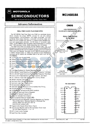 MC146818C datasheet - Real-Time clock plus RAM (RTC)