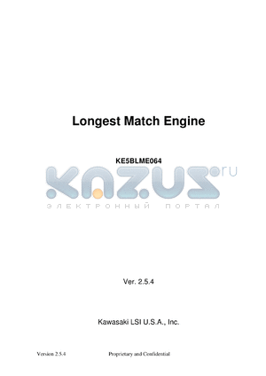 KE5BLME064 datasheet - 64K longest match search engine