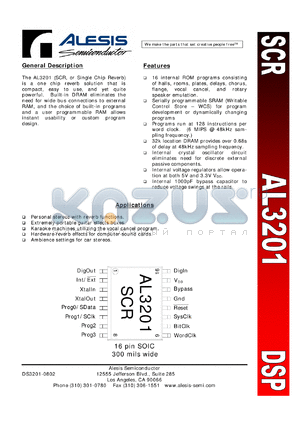 AL3201SCR datasheet - Single chip reverb