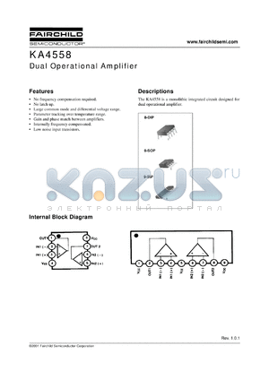KA4558D datasheet - Dual operational amplifier