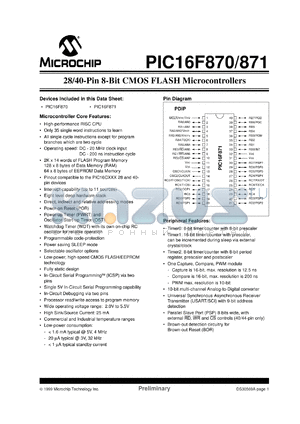 PIC16F871-I/L datasheet - Bits number of 8 Memory type EEPROM Frequency clock 20 MHz Memory size 2 K-bit 8-bit CMOS EEPROM MCU, 2K FLASH, 128 bytes RAM (IND TEMP PLCC)