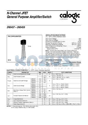 X2N5458 datasheet - 25 V,  N-Channel JFET general purpose amplifier/switch