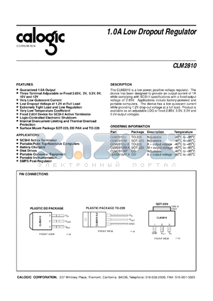 CLM2810AT-5 datasheet - 5 V, 1.0 A low dropout regulator