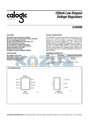 CLM2930AS-4.5 datasheet - 4.5 V, 150 mA low dropout voltage regulator