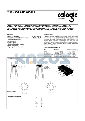 XDPAD50 datasheet - Dual pico amp diode