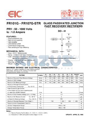 FR107G-STR datasheet - 1000 V, 1 A, glass passivated junction fast recovery rectifier