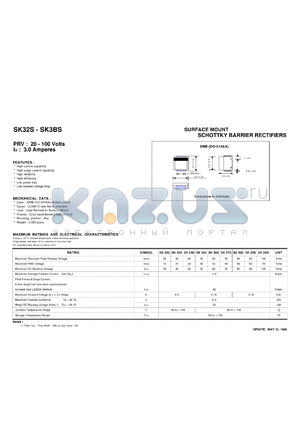 SK3BS datasheet - 100 V, 3.0 A, surface mount schottky barrier rectifier