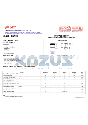 SKN0S datasheet - 20 V, 3.0 A, surface mount schottky barrier rectifier