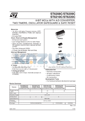 ST62T09B6/HWD datasheet - 8-BIT MCU