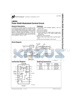 LM494CJ datasheet - Pulse width modulated control circuit