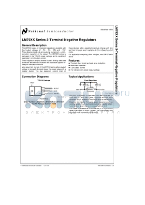 LM79015CT datasheet - Terminal negative regulators, out voltage -15V