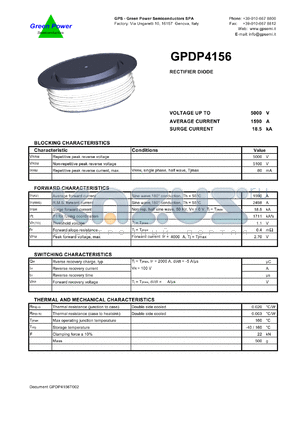 GPDP4156 datasheet - 5000 V  rectifier diode