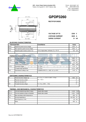 GPDP3260 datasheet - 2200 V  rectifier diode