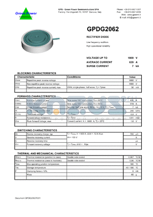 GPDG2062 datasheet - 1800 V  rectifier diode