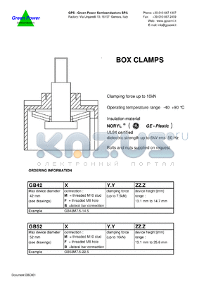 GB52M7.5-22.5 datasheet - Box clamp