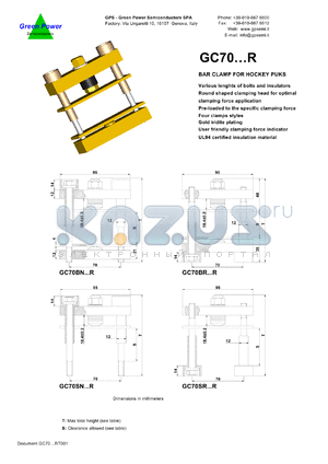 GC70BN7011012R datasheet - Bar clamp for hockey punks